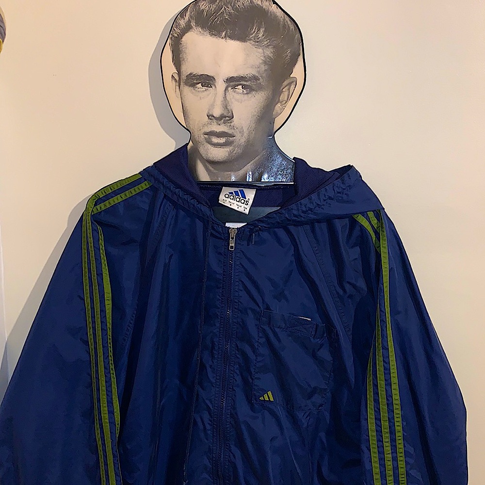 𝙖𝙙𝙞𝙙𝙖𝙨 Lightweight Raincoat/Windbreaker Hooded Zip Up Jacket EUC